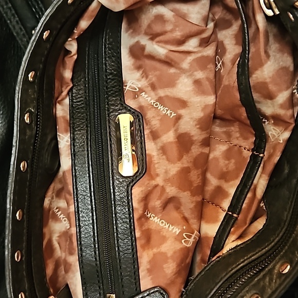 B MAKOWSKY Black Suede Fringe Western Studded Leather Shoulder Bag - Picture 10 of 14